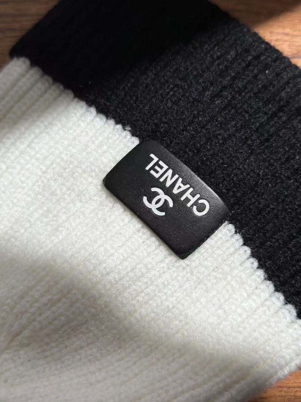 Chanel Two Tone Knit Beanie with Logo Patch - Picture 3 of 5
